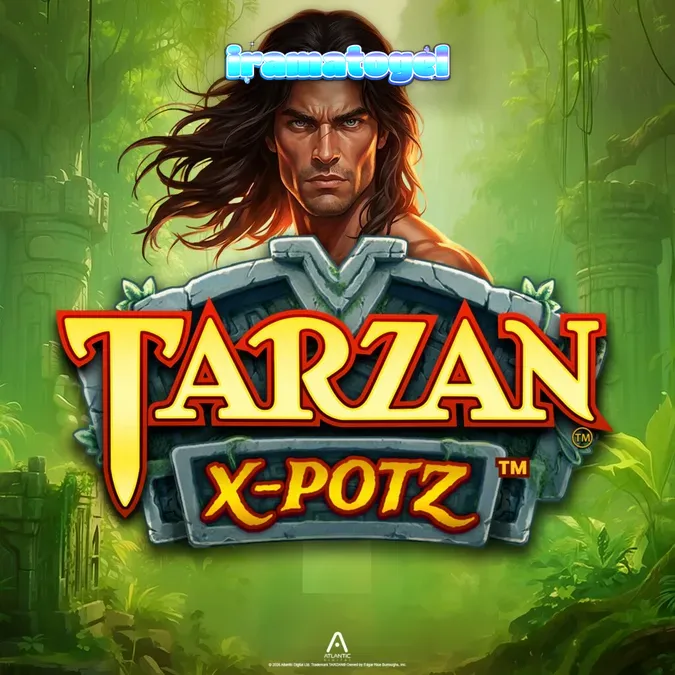 Tampilan visual slot Tarzan X-Potz dengan latar belakang hutan dan kuil batu